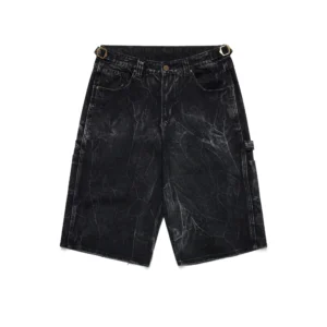 Shinzo Brand Sagyōgi Black Washed Phat Cut Denim Shorts